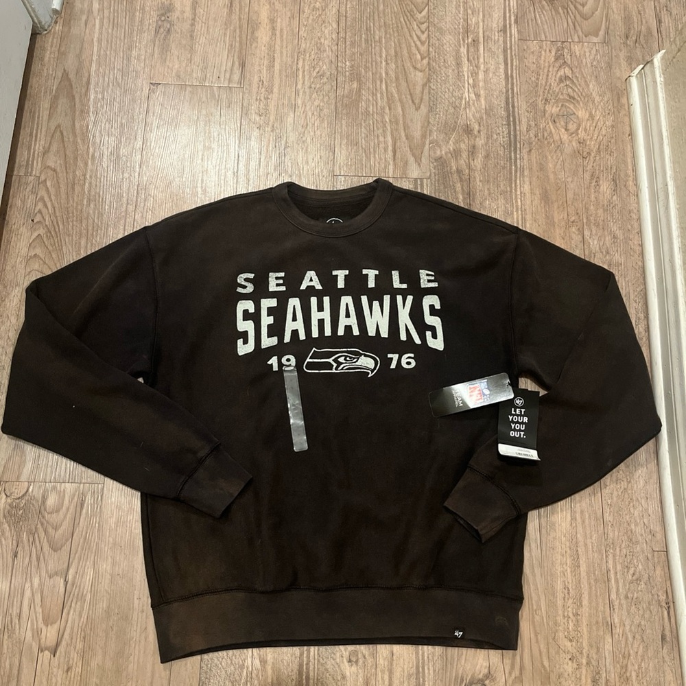 NWT '47 Brand® Seattle Seahawks Crew Sweatshirt in Dusted Black Men's Size S